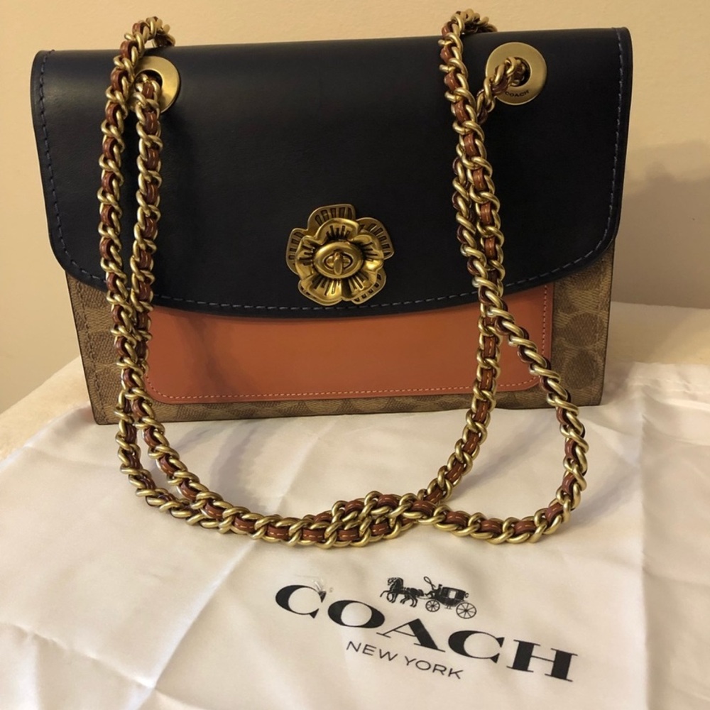 Signature Color Block Pocket Parker Coach Bag